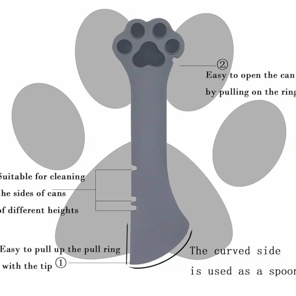 4~Pet Paw Silicone Cat Bowl Set-Pink&Gray Multi-use Opener, Cute Paw Shape Spoon